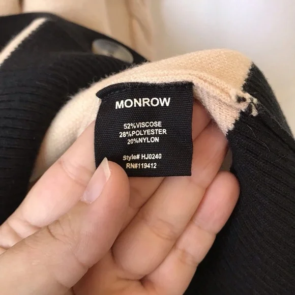 Monrow Colorblocked V-Neck Cardigan Small - Picture 7 of 11